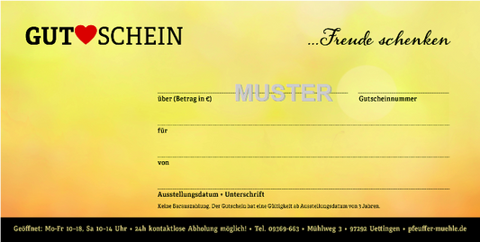 Pfeuffer-Mühle Geschenkgutschein