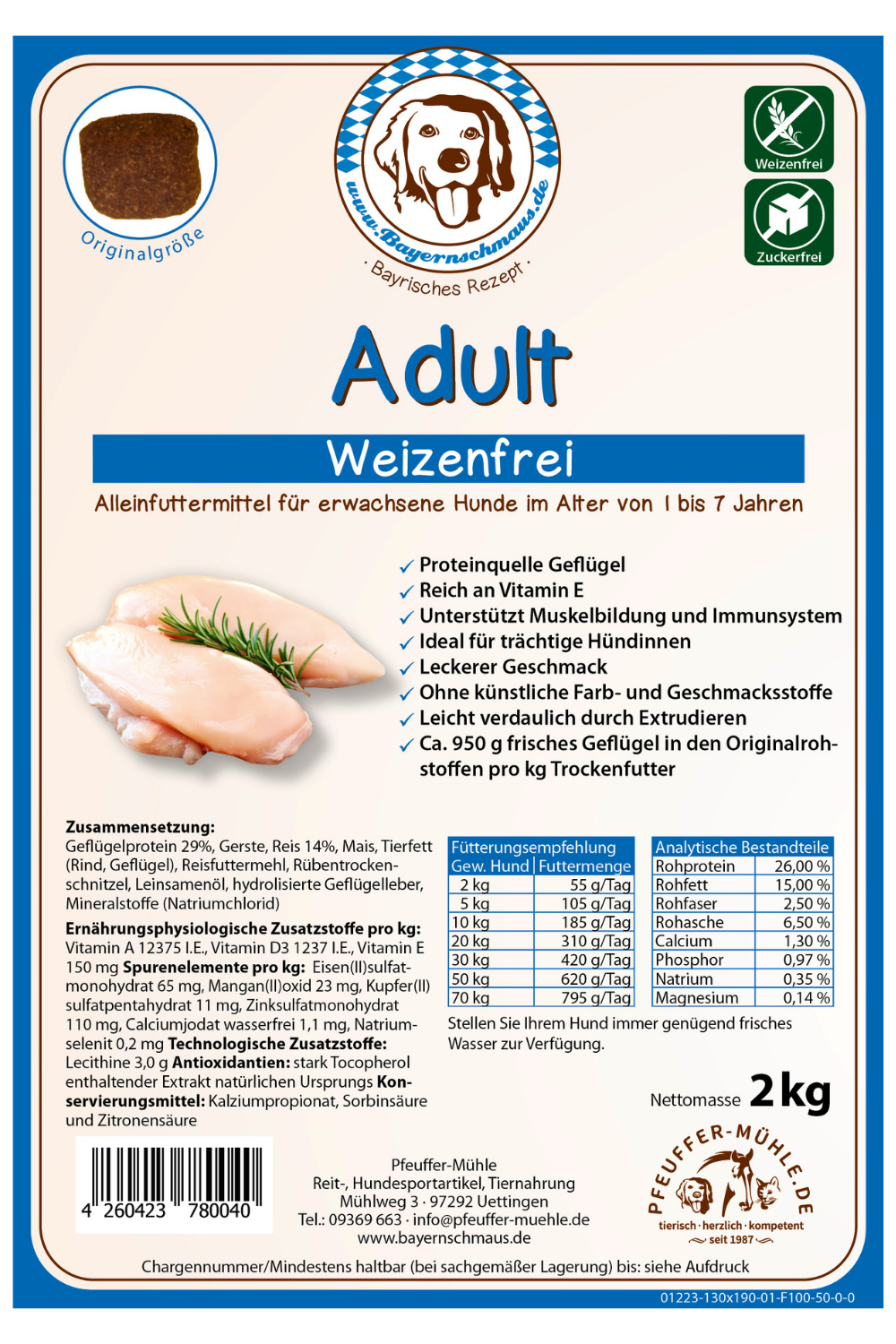 Pfeuffers Bayernschmaus Hundefutter Adult Weizenfrei