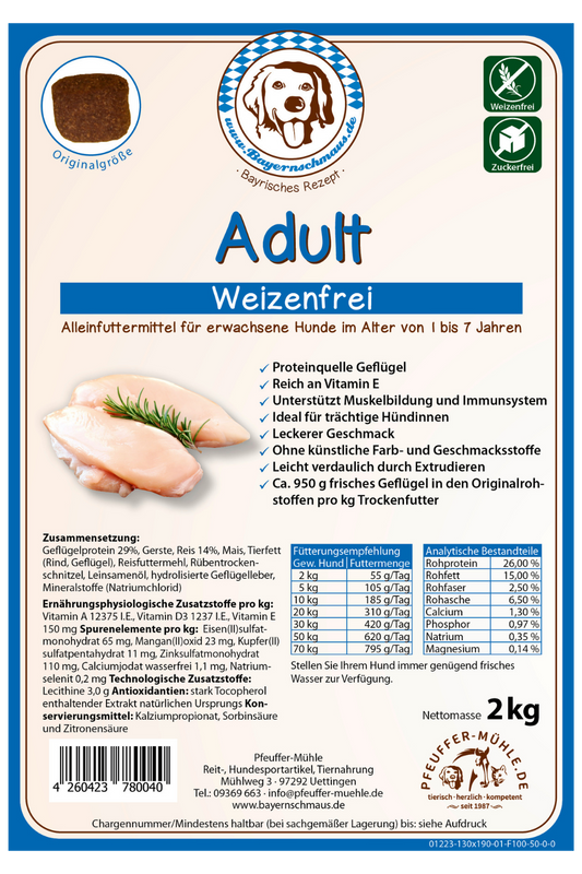 Pfeuffers Bayernschmaus Hundefutter Adult Weizenfrei