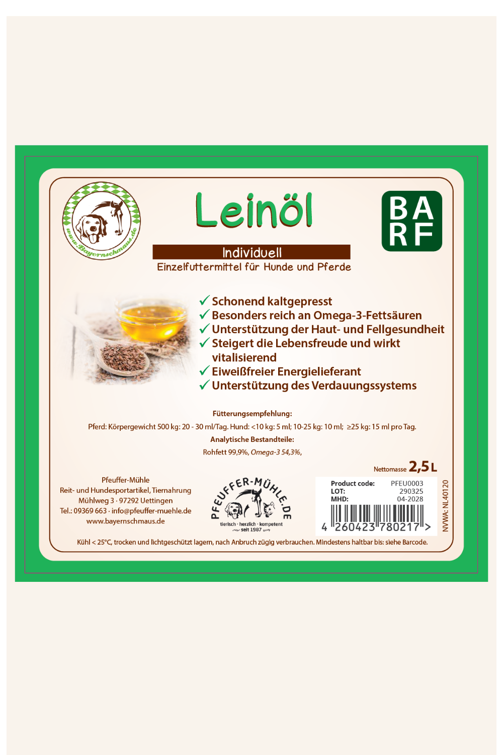 Pfeuffers Bayernschmaus Leinöl Individuell
