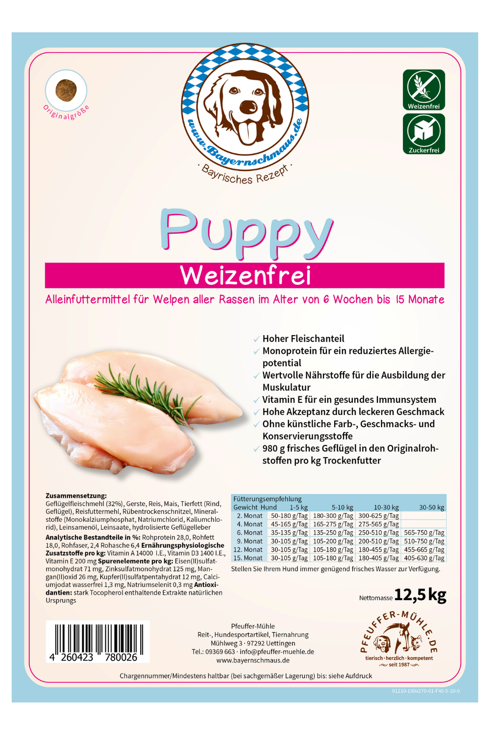 Pfeuffers Bayernschmaus Puppy Welpenfutter weizenfrei