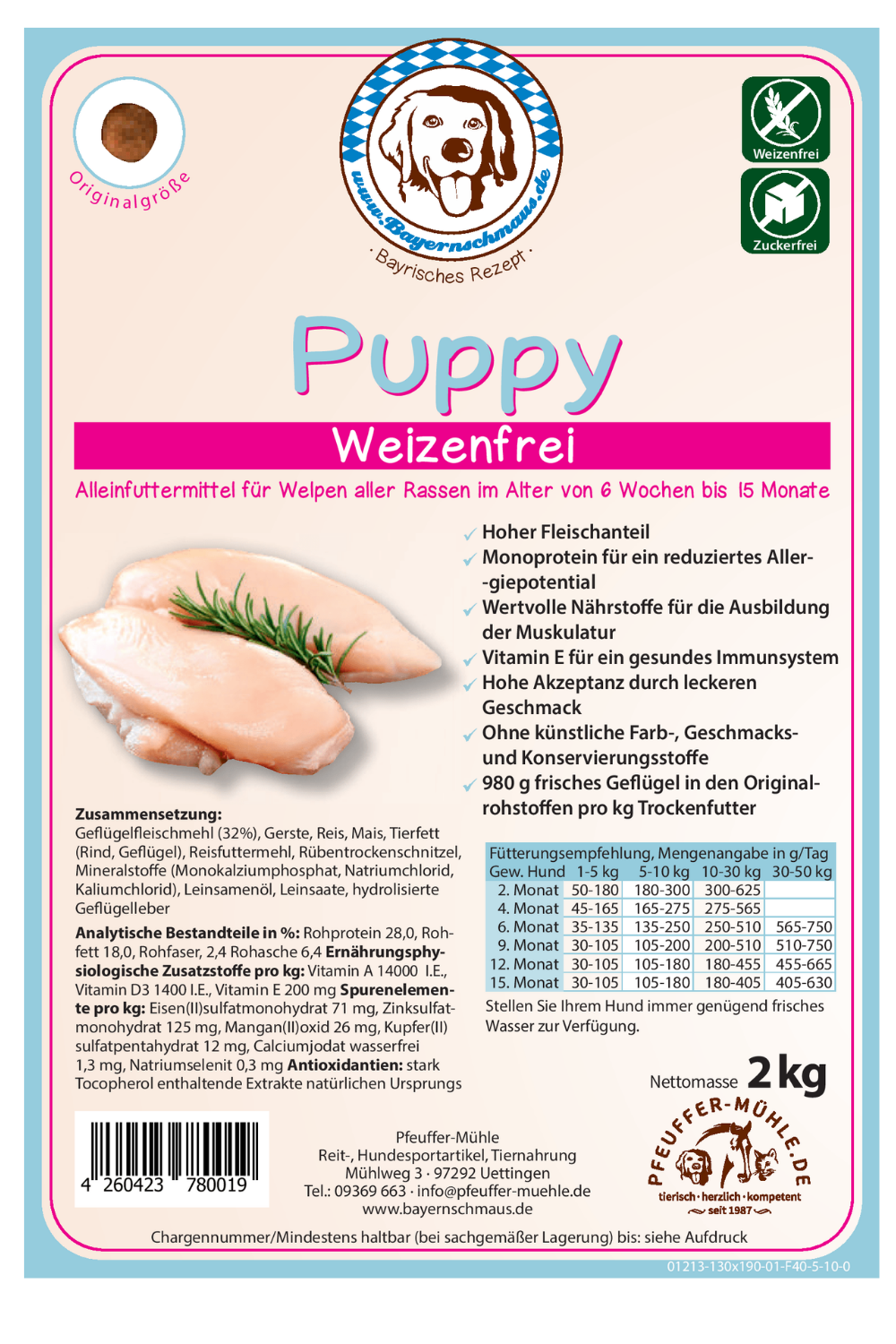 Pfeuffers Bayernschmaus Puppy Welpenfutter weizenfrei