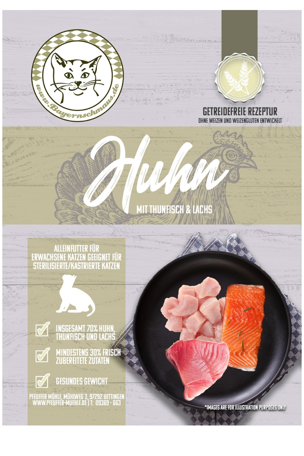 Pfeuffers Bayernschmaus Katzenfutter Huhn mit Thunfisch & Lachs  (auch für sterilisierte Katzen)
