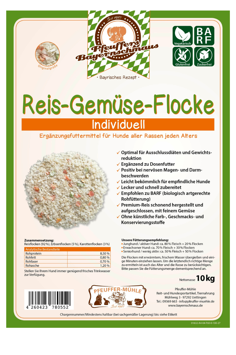 Pfeuffers Bayernschmaus Hundefutter Reis-Gemüse-Flocke