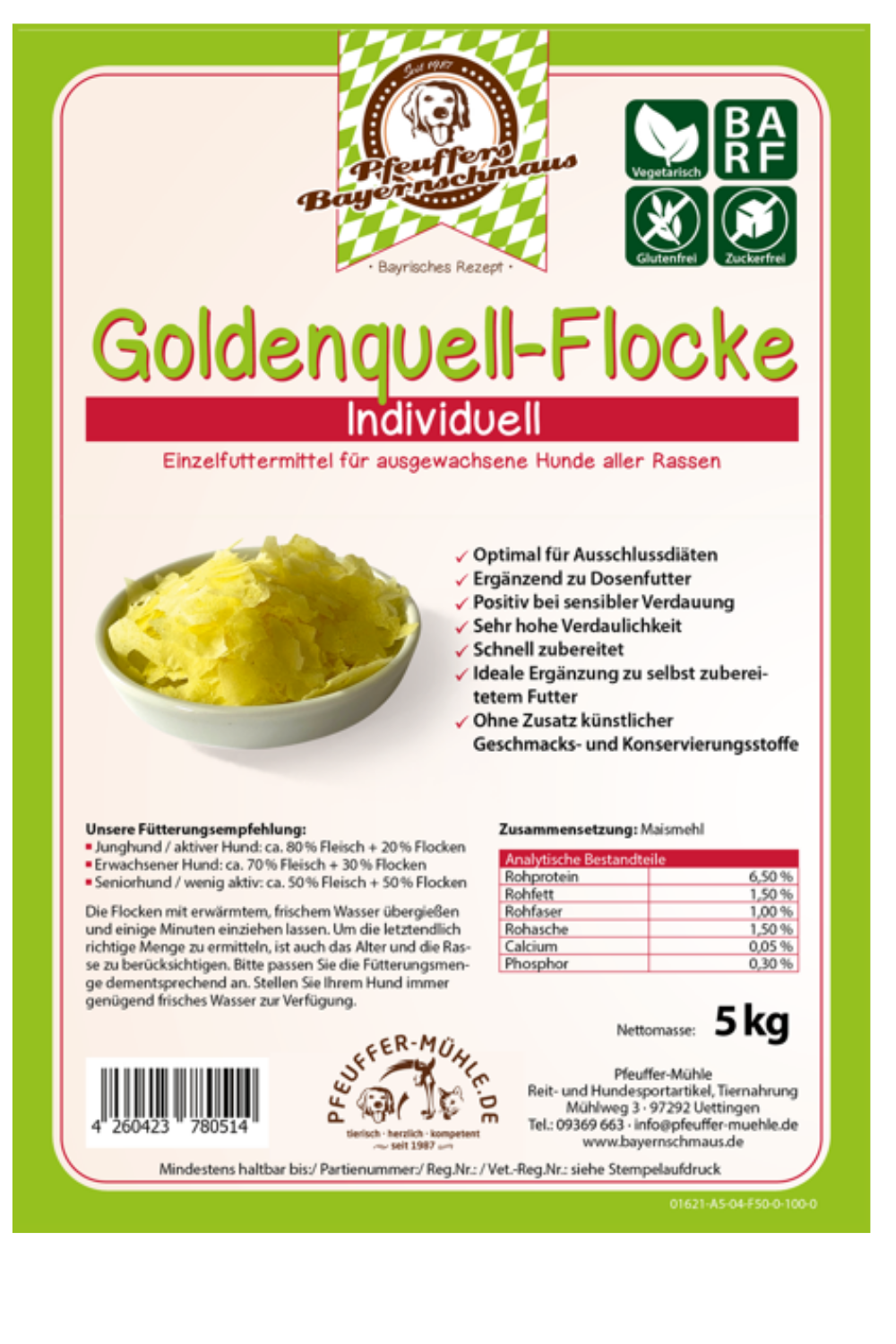 Pfeuffers Bayernschmaus Hundefutter Goldenquell Flocke