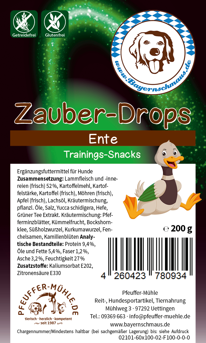 Pfeuffers Bayernschmaus Zauber Drops Ente Getreidefrei Glutenfrei 200g