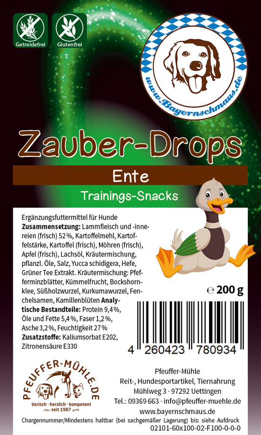 Pfeuffers Bayernschmaus Zauber Drops Ente Getreidefrei Glutenfrei 200g