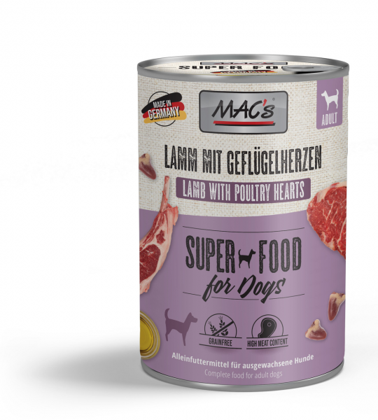 MACs Dog Lamm mit Geflügelherzen 400g